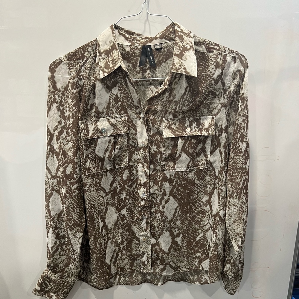 Snakeskin pocket blouse